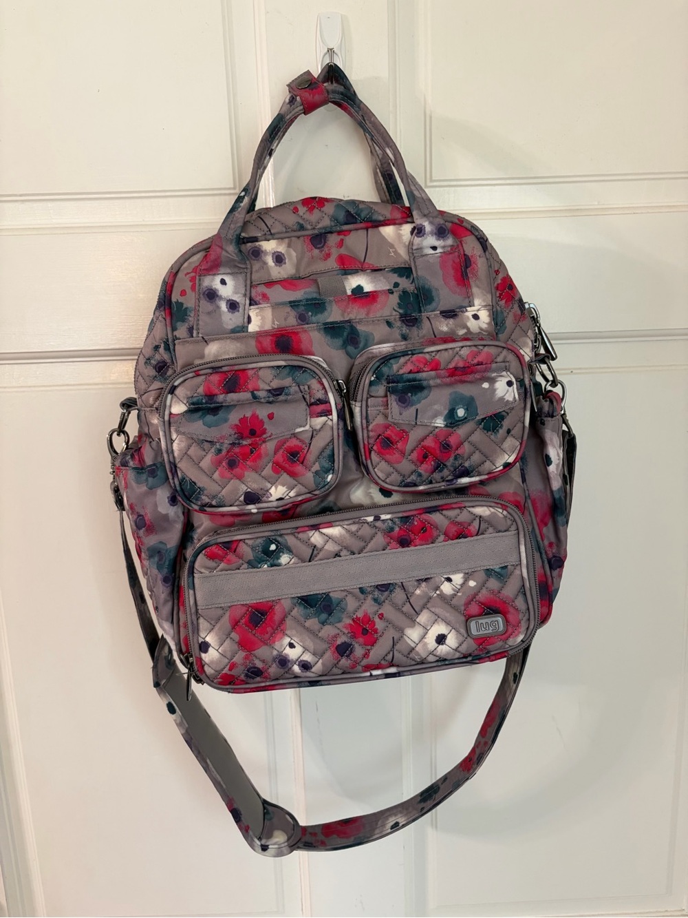 Lug Mini Puddle Jumper Travel Bag Floral Watercolor Pearl